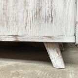 Buffet bahut enfilade - vintage - 1950 - compass feet - white patina