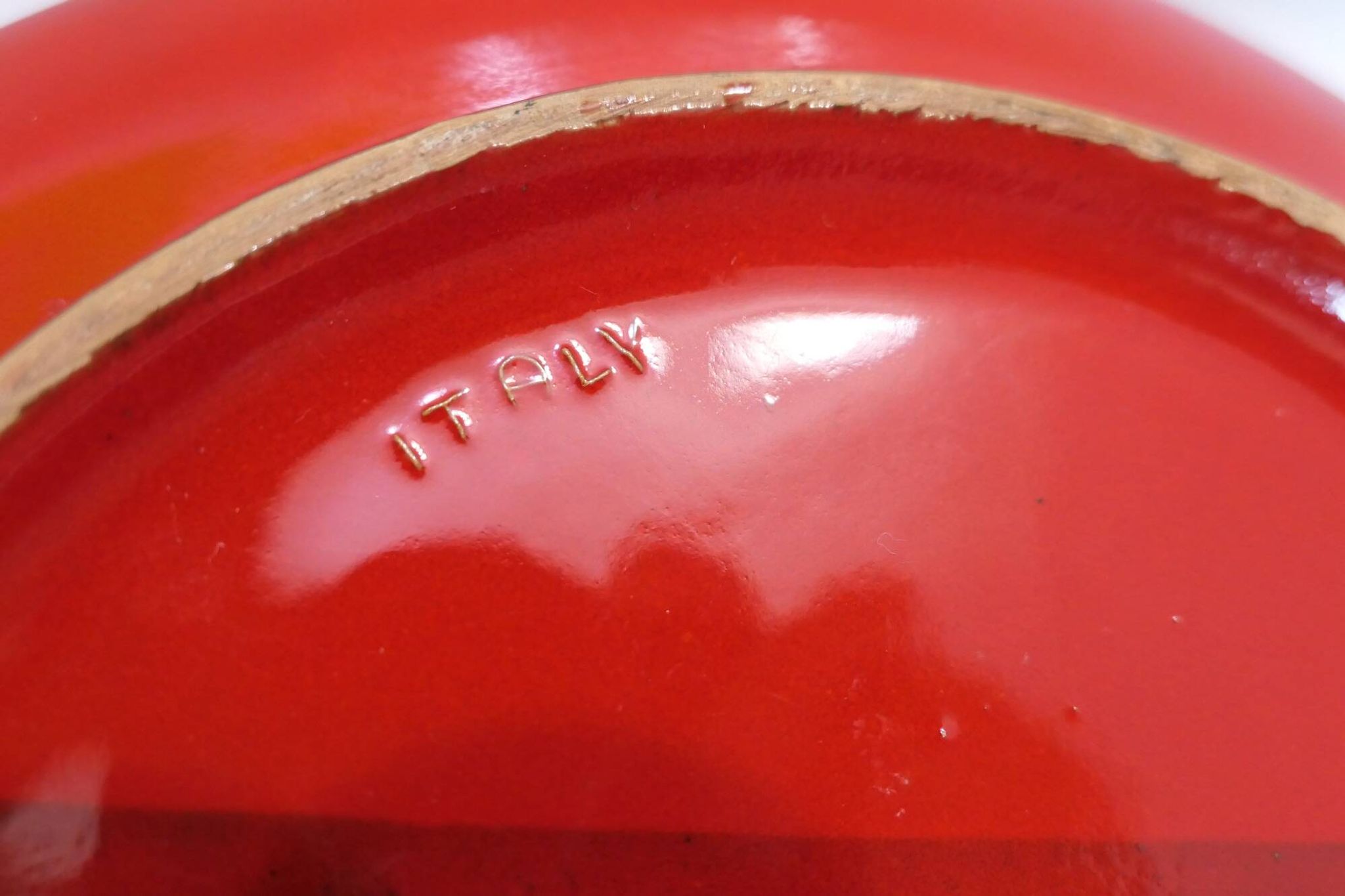 Vintage Italy red orange black ceramic ashtray 1970 Bitossi for Raymor
