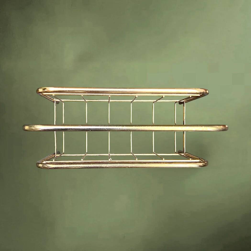 Vintage gold metal magazine rack – minimalist design – 1970s