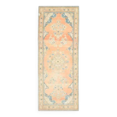 Tapis coureur vintage en laine et coton turc noué à la main orange 118x304