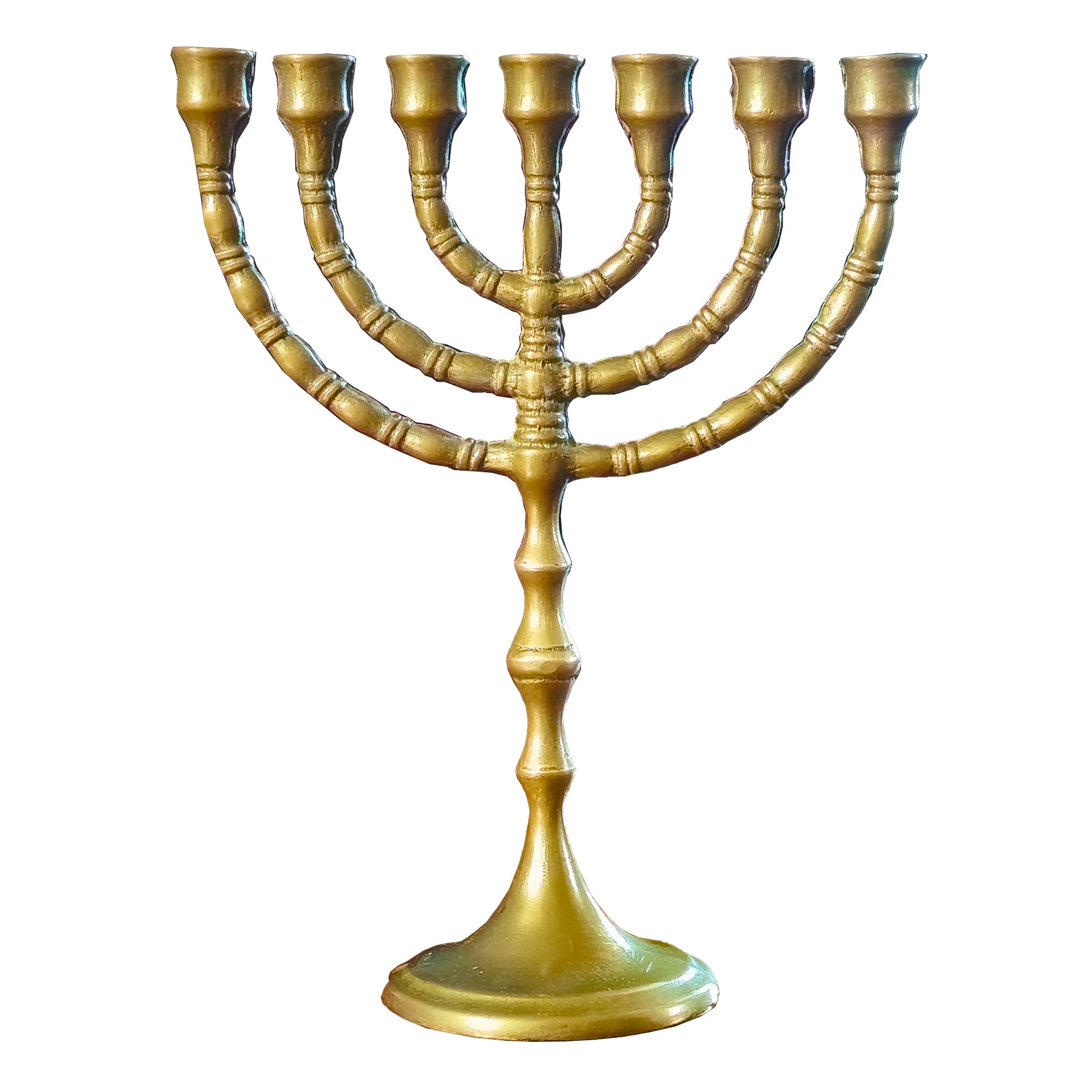 Bronze menorah, 7-branched chandelier, Israel, 1960s