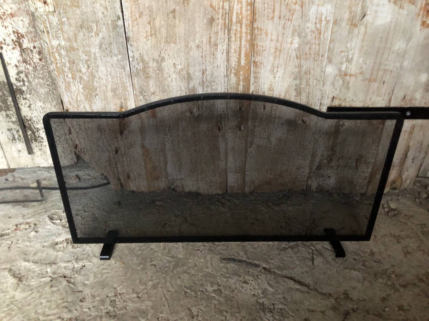 Black Metal Fireplace Fire Screen Vintage Mesh #A609
