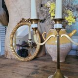 Oval mirror in gilded wood, 31x21 cm