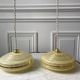 Pair of suspensions in yellow Clichy glass and golden border 40s-50s