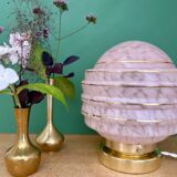 Vintage art deco globe table lamp in pink and gold Clichy glass