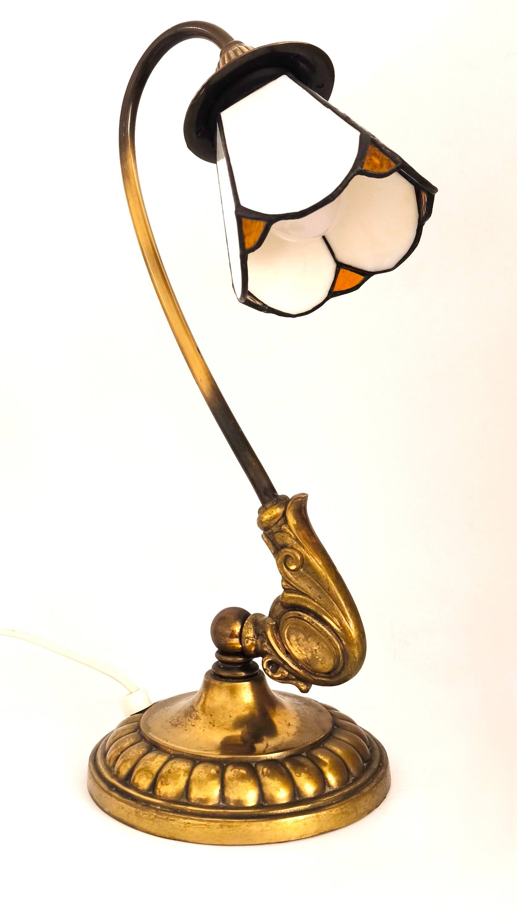 Tiffany-style bronze lamp from the mid-20th century.