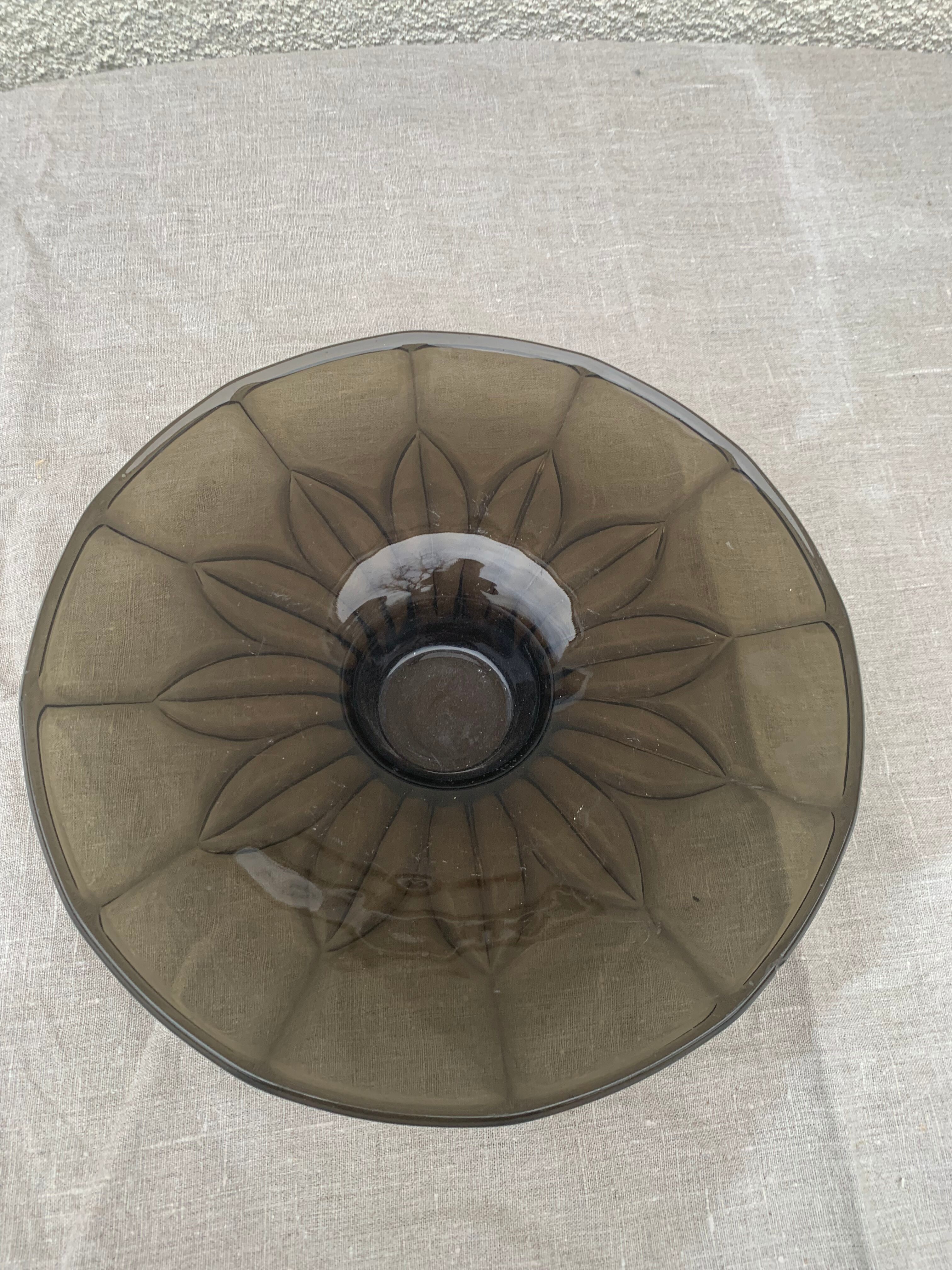 Brown glass cup vintage floral pattern