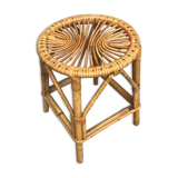 Rattan bamboo vintage stool