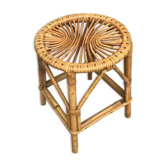 Rattan bamboo vintage stool