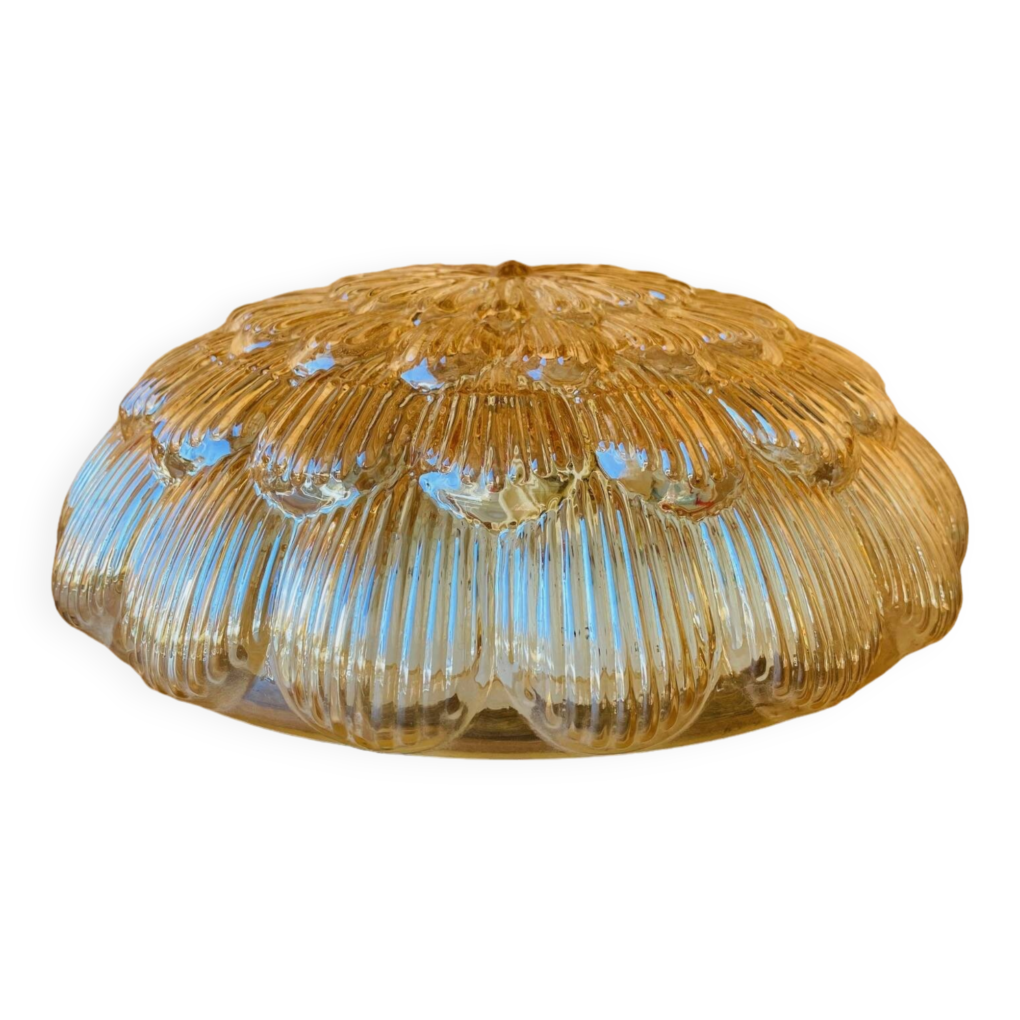 Vintage amber molded glass ceiling light