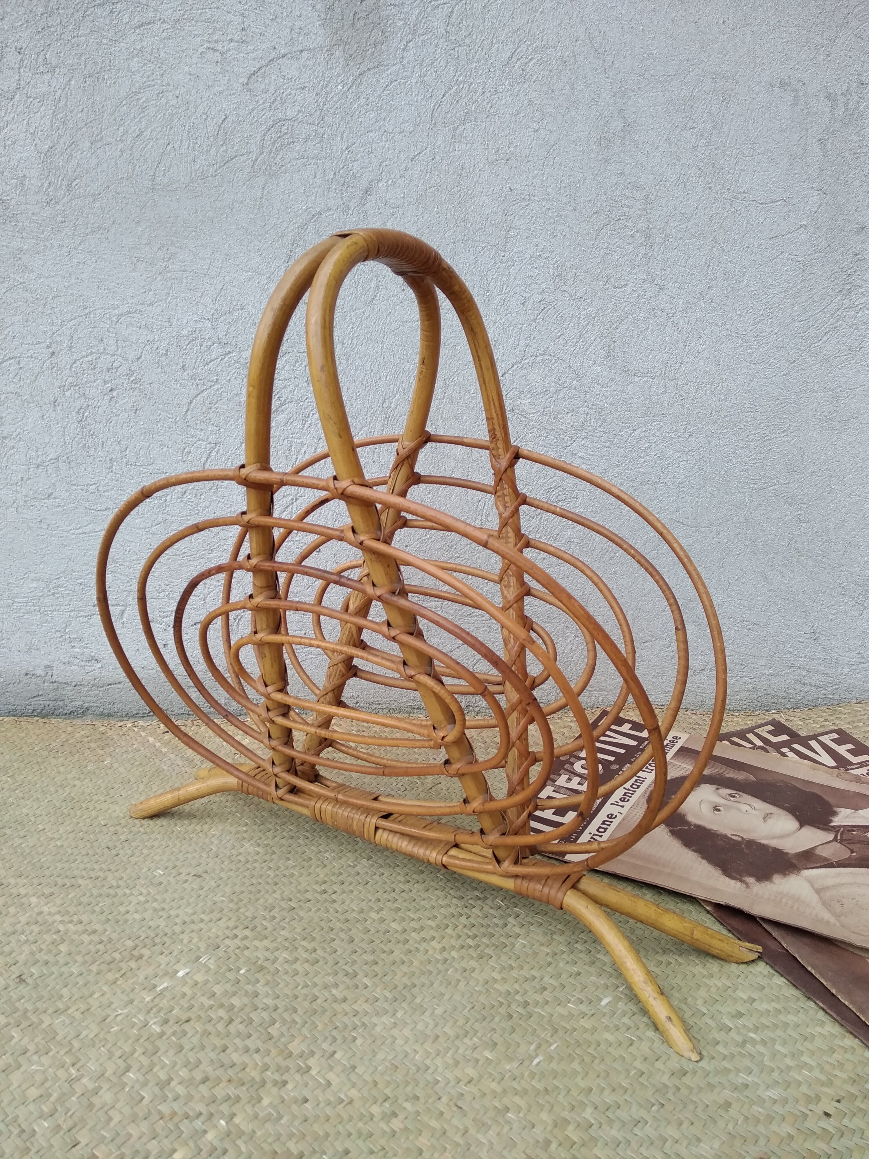 Rattan magazine holders