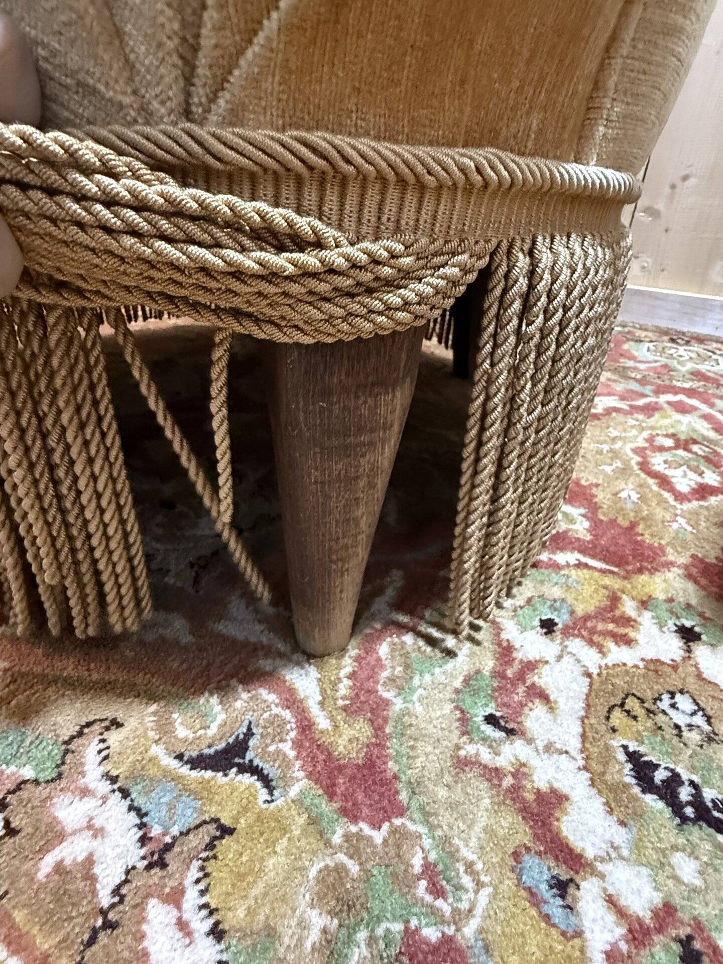 Pair of English-style armchairs in yellow velvet