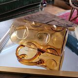 Large amber glass pitcher with bubbles – 1970s design