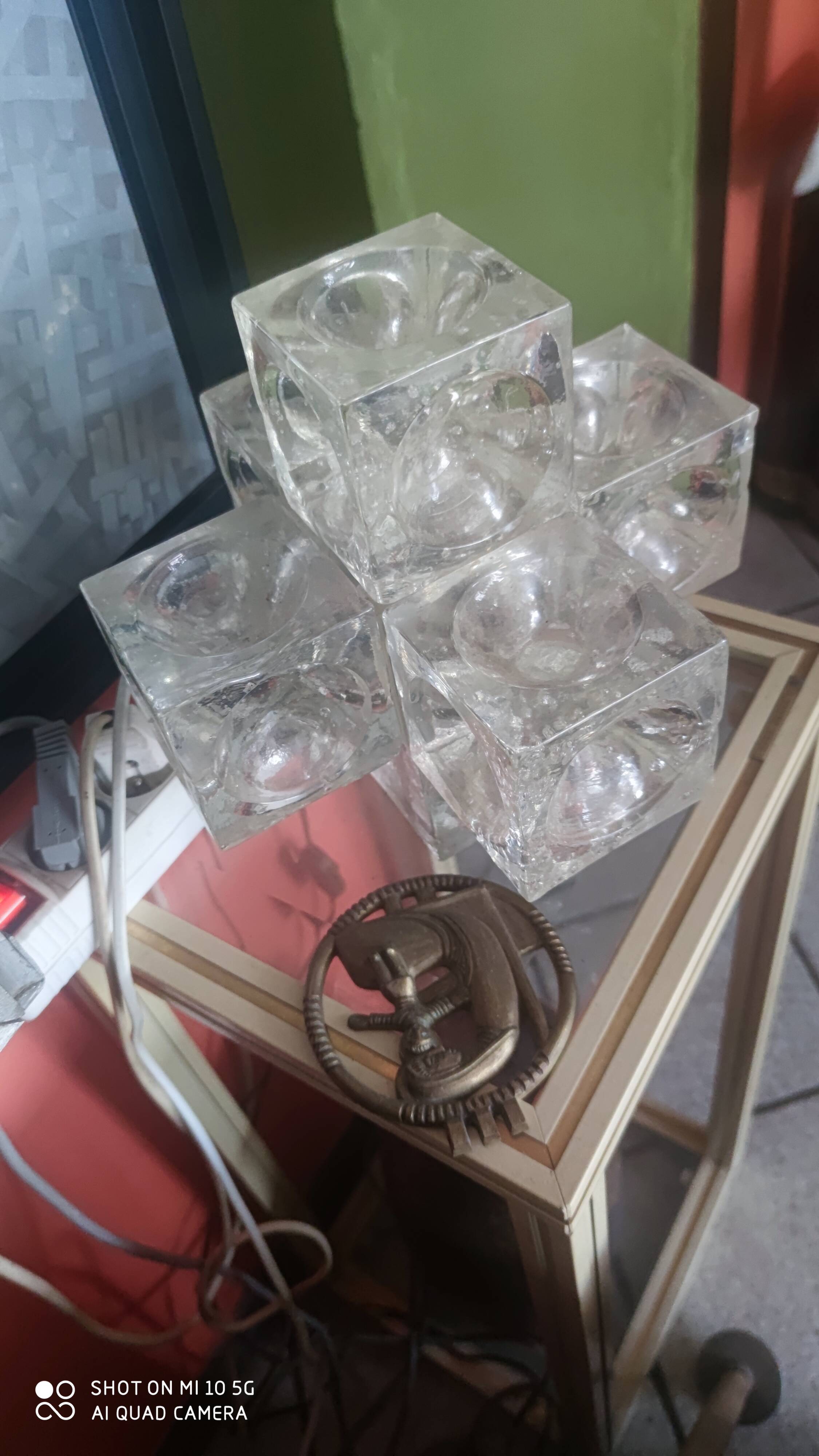 Ice cube glass lamp, circa 1960