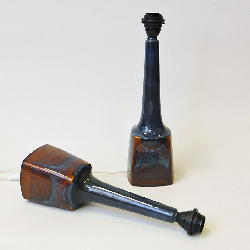 Danish ceramic tablelamp pair Burgundia by Søholm Keramik, Bornholm 1970s