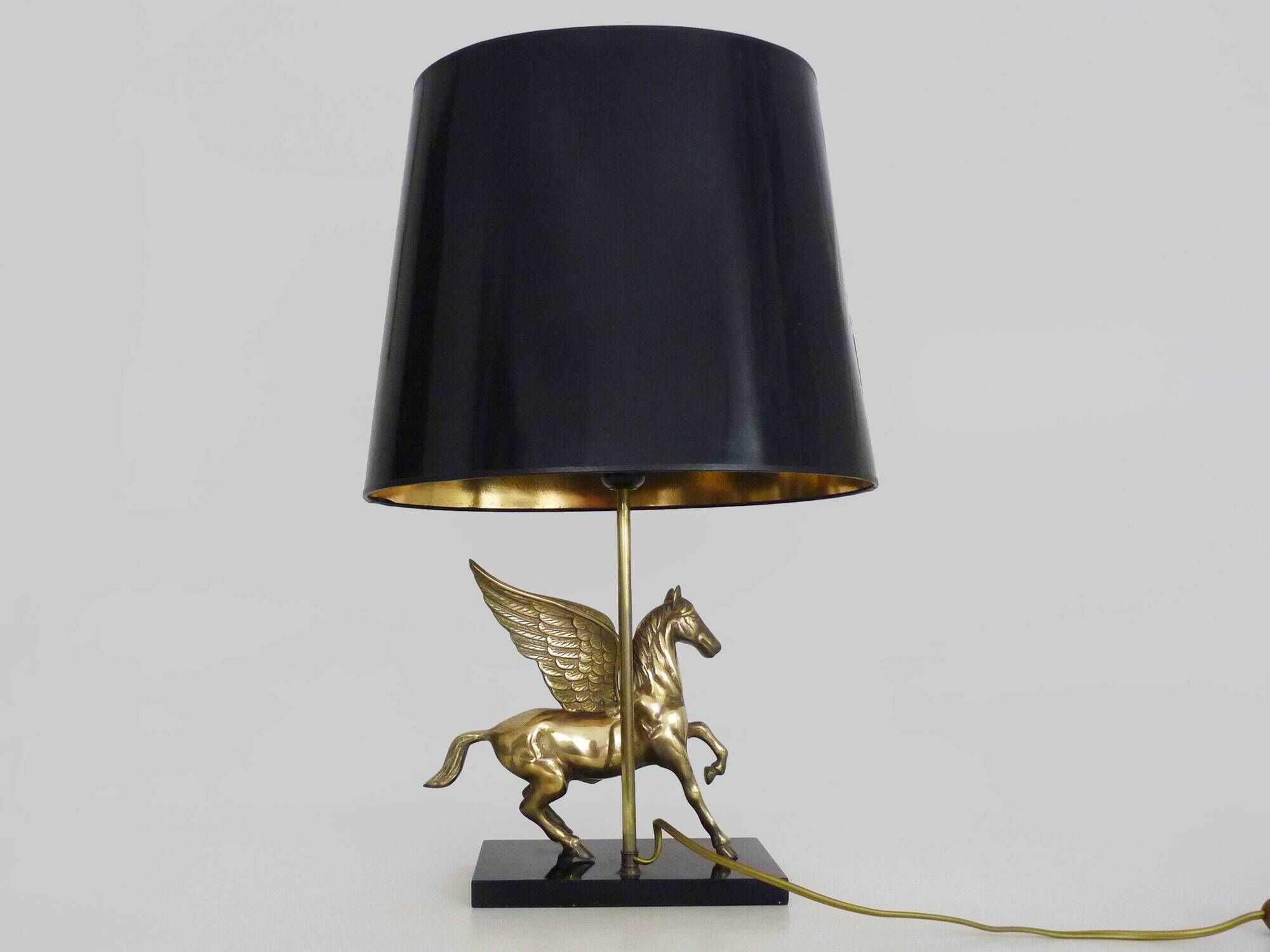 Maison Charles style winged horse desk lamp in vintage brass 1980s