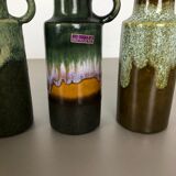 Set of four vintage pottery fat lava vases "401-20" by Scheurich, Germany, 1970s