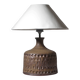 Ethnic Relief Ceramic White Shade Table Lamp, 1960s