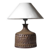 Ethnic Relief Ceramic White Shade Table Lamp, 1960s