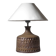 Ethnic Relief Ceramic White Shade Table Lamp, 1960s