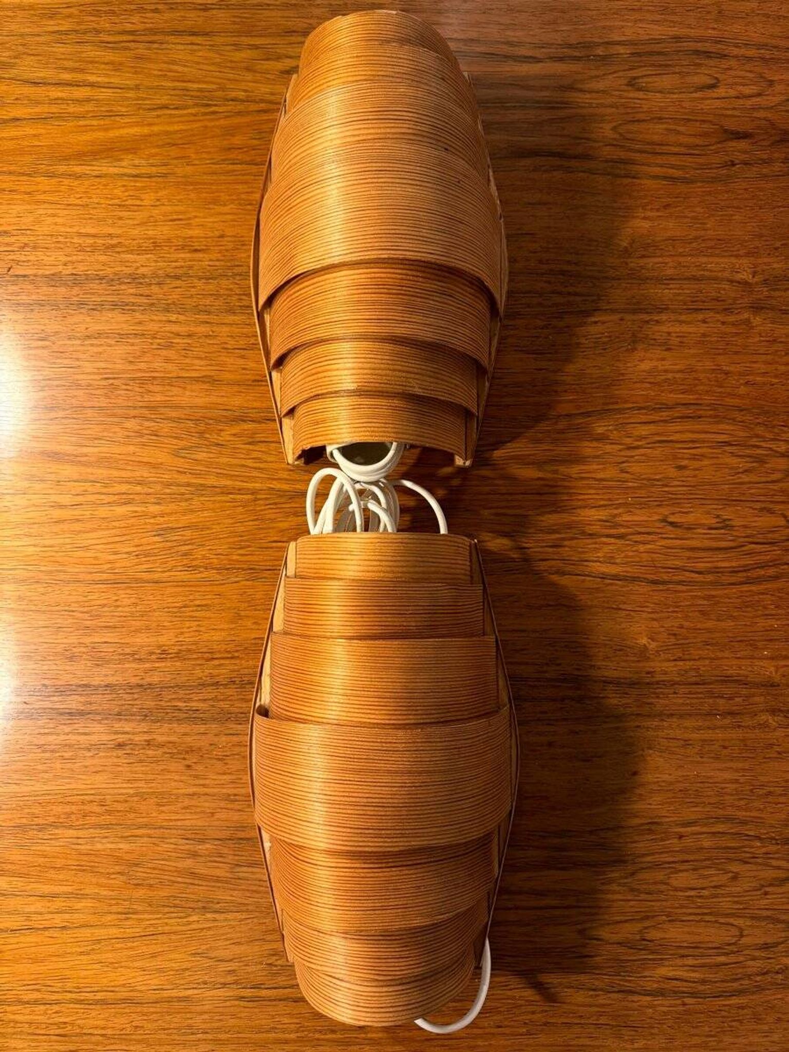 Vintage Danish pine wall lamps, 1960s, set of 2
