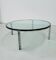 Vintage round glass & steel coffee table by Horst Brüning for Kill International, 1960s