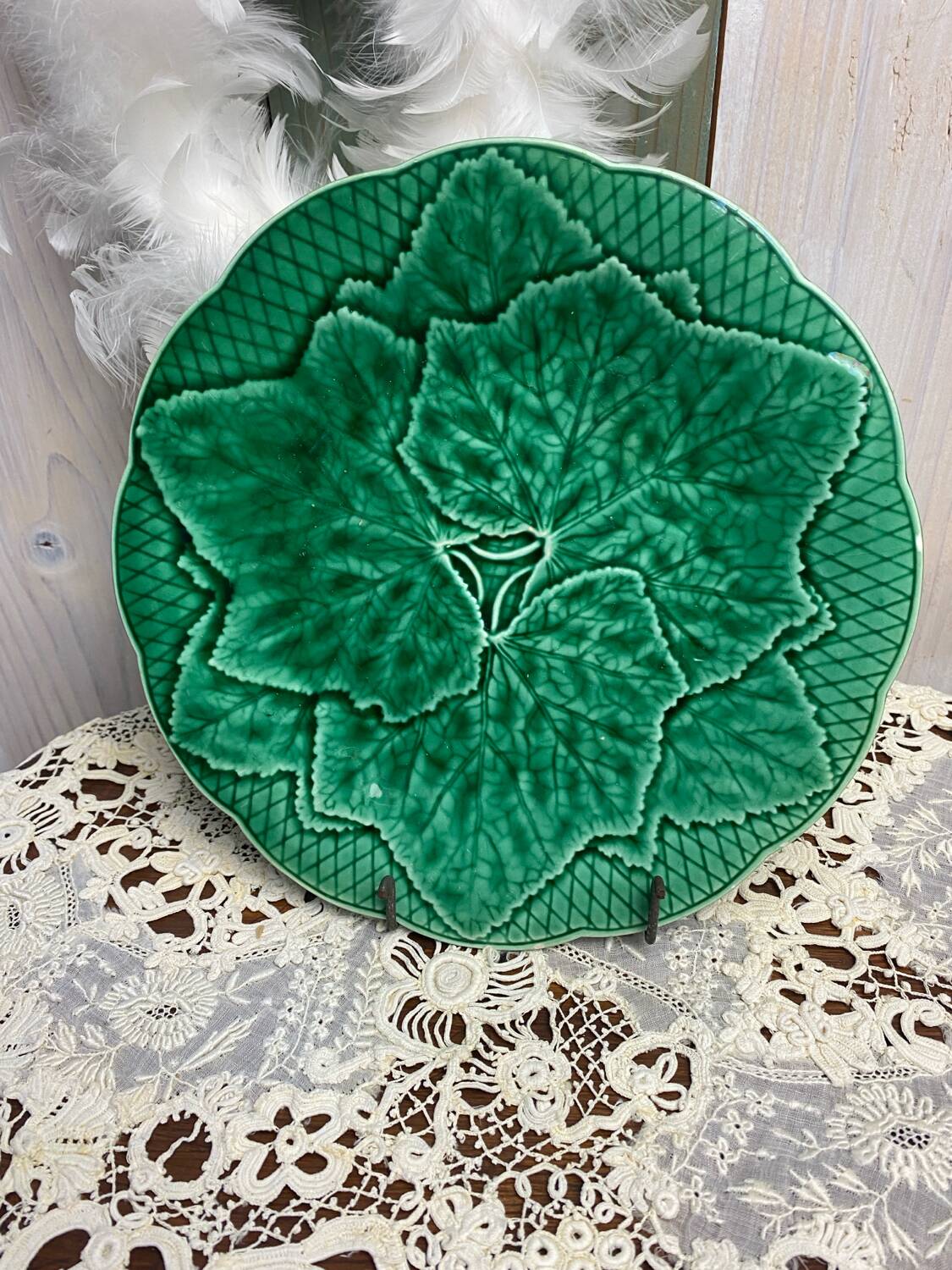 Gien stamped majolica dessert plate