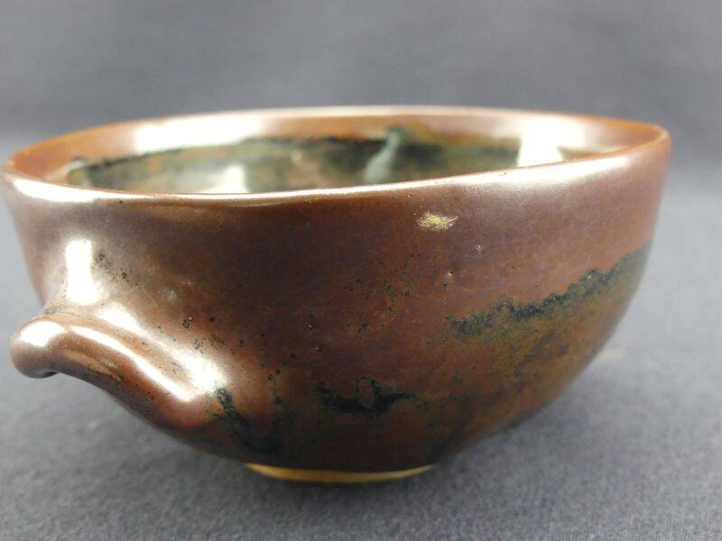 Pair of vintage glazed stoneware bowls signed MJB