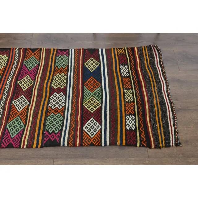 1970s vintage Turkish Oushak handmade wool cotton beige rug 73x292