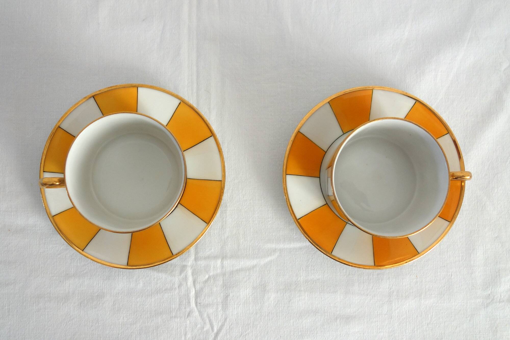 2 vintage Limoges porcelain cups with saucers