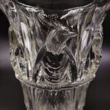 Vase en verre Art Déco français avec motif cacatoès par Verlux