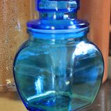 Blue glass jar with airtight lid