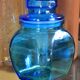 Blue glass jar with airtight lid