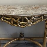 Hollywood Regency Console - Gilded Wood and Marble