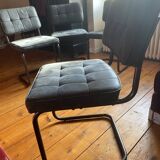 4 leather chairs black