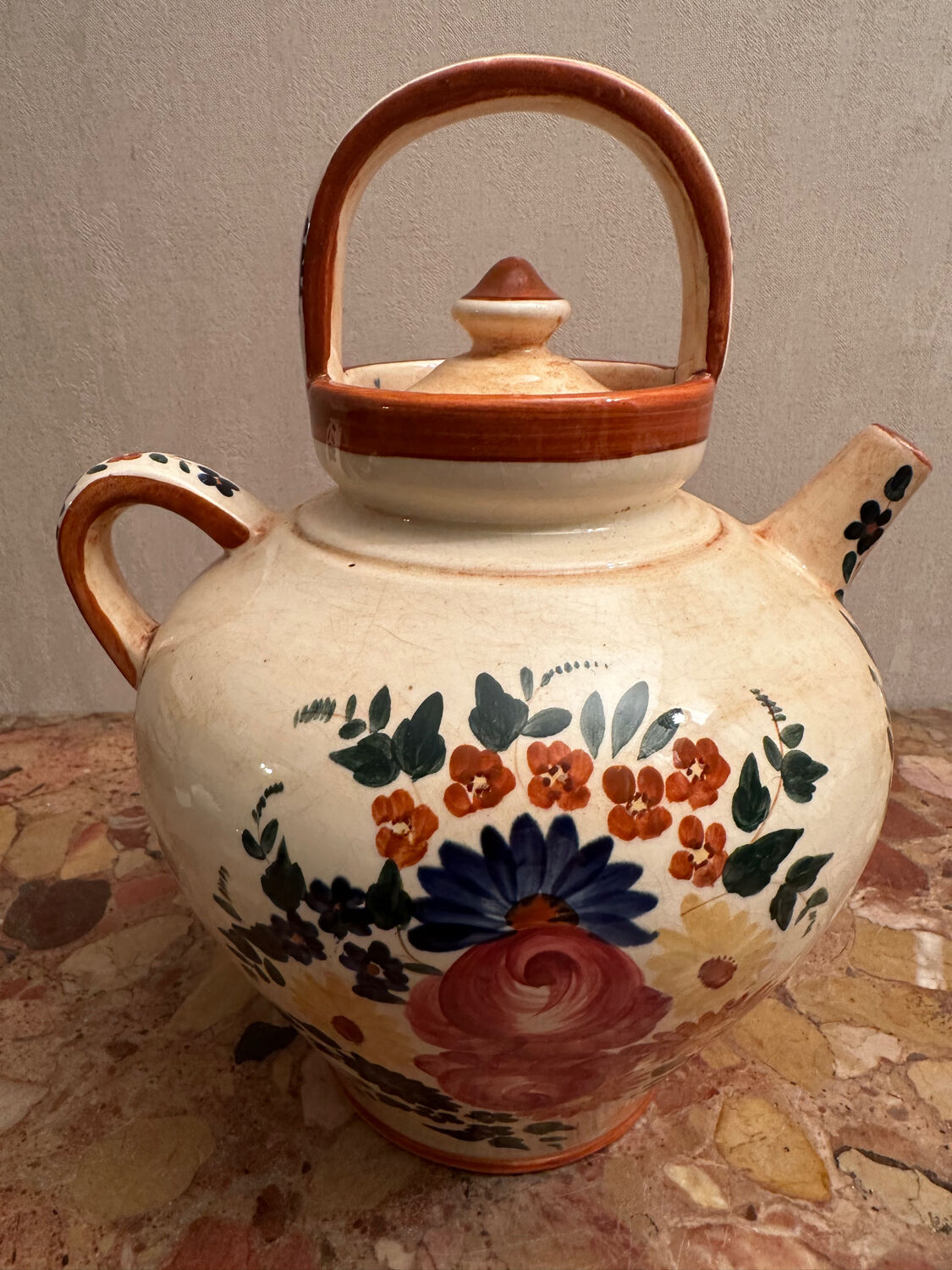 Gargoulette / Jug signed Longchamp - Hand-painted ceramic - Vintage