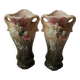 Paire de vases en barbotine