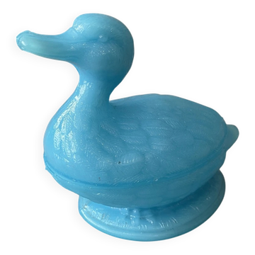 Vide-poche boîte a bijoux deco bureau canard en opaline bleu turquoise