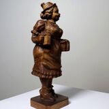 Subject "The Beer Waitress" in carved wood Ludwig Roger Germany years
