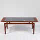Teak and frosted glass coffee table, Italy 1960.