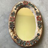 Ceramic mirror decorated with flowers, circa 1960 25x40cm