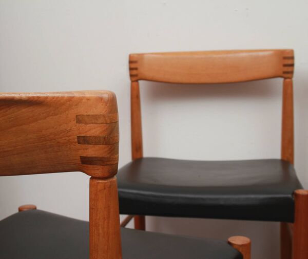 Lot de 6 chaises de salle à manger en teck, HW Klein pour Bramin