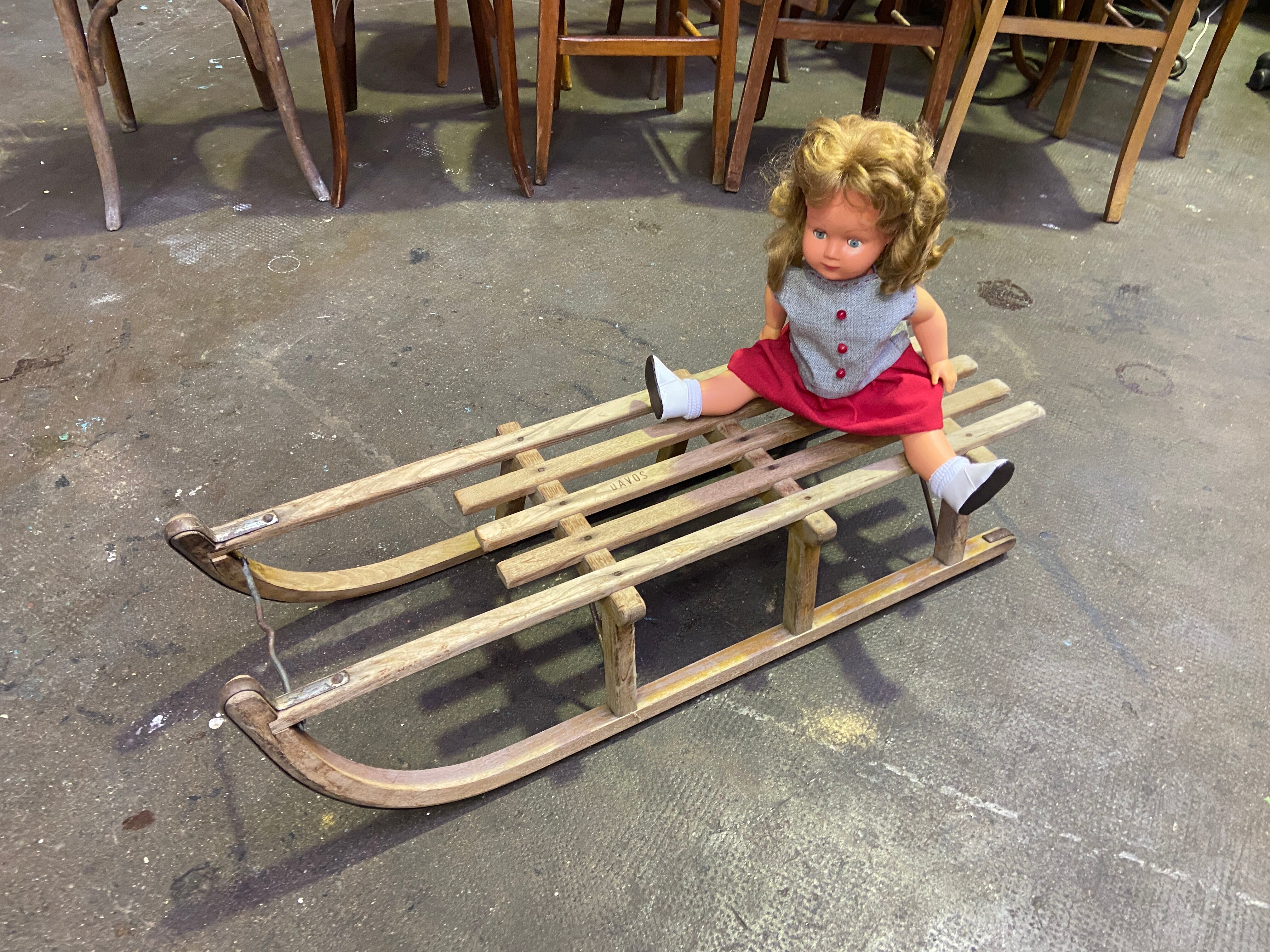 sledge Great old sleigh alsace Decoration Noel DAVOS 1950