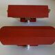 Pair of modernist swivel wall lights in red sheet metal, 1950s