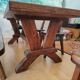 Set table, 4 chairs and a brutalist bench in the Regain style.