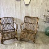 Pair of vintage rattan armchairs