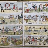 3 placards cartonnés 1920 alphabet des vacances ed bernard carant, dessins de la neziere, de a à z