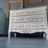 Louis XV style royal chest of drawers patinated