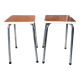 Pair of formica stools brown style veneer and white 70s