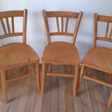 Trio of bistro chairs in beech 50s
